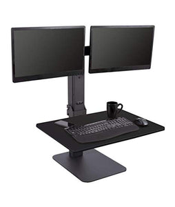 Electric Adjustable Standing Desk Converter with Dual Monitor Mount - Turns Any Desk Into a Standing Desk
