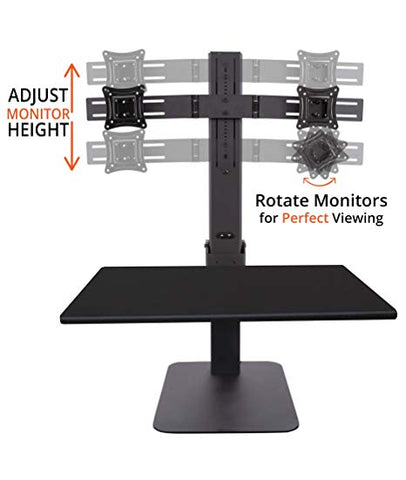 Image of Electric Adjustable Standing Desk Converter with Dual Monitor Mount - Turns Any Desk Into a Standing Desk
