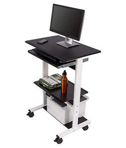 Mobile Adjustable Height Stand Up Workstation (Black & Black)