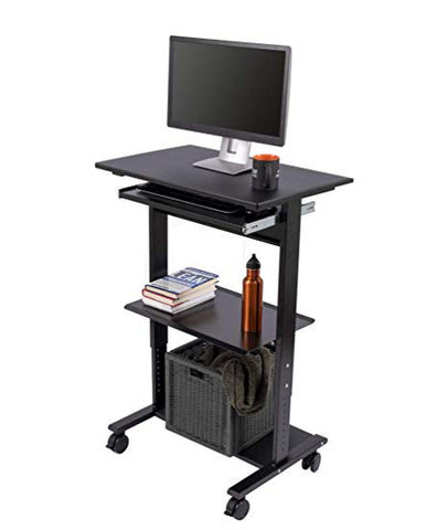 Mobile Adjustable Height Stand Up Workstation (Black & Black)