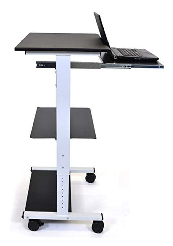 Image of Mobile Adjustable Height Stand Up Workstation (Black & Black)